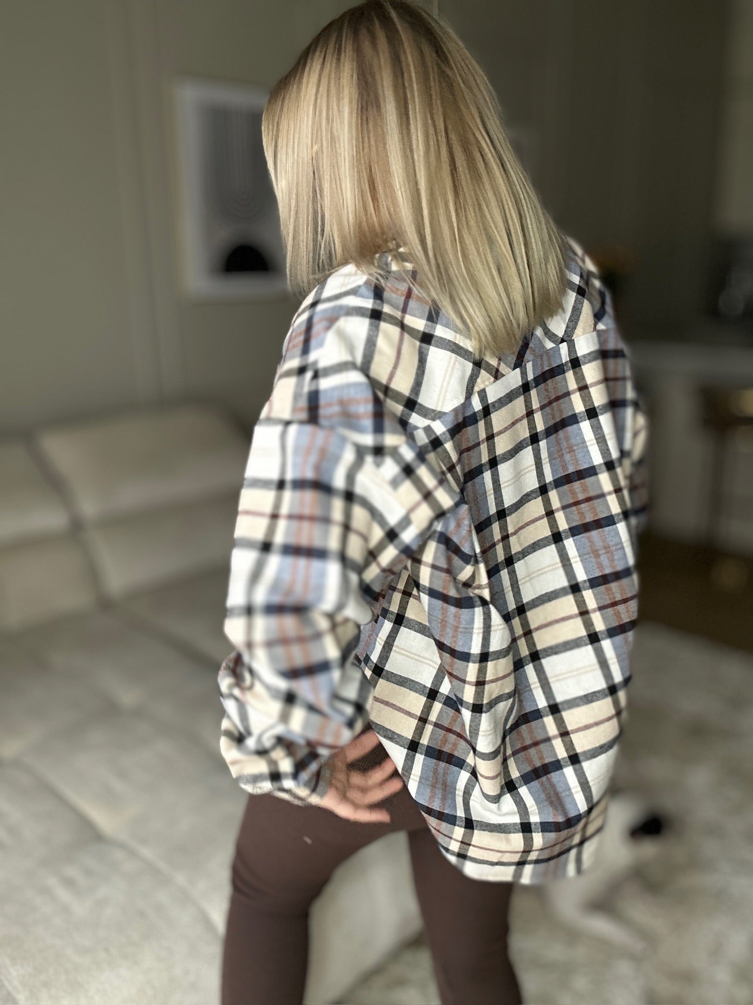 Koszula w kratę oversiza POLSKA PRODUKCJA - niebiesko biała