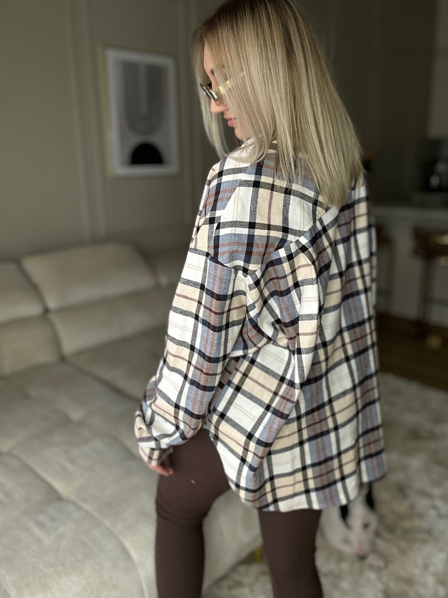 Koszula w kratę oversiza POLSKA PRODUKCJA - niebiesko biała